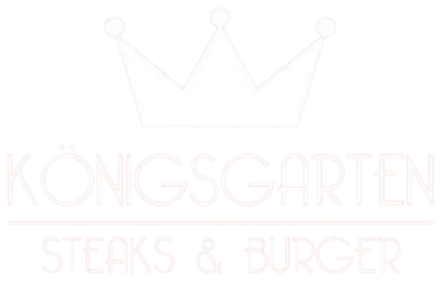 Königsgarten Steaks & Burger Logo: Krone über dem Schriftzug